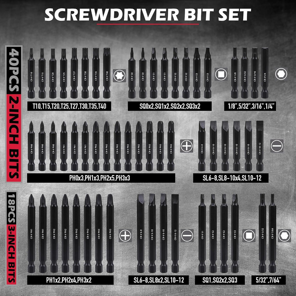 Screwdriver Bit and Nut Driver Set, 244-Piece SAE and Metric – image 3