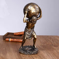Atlas Holding Globe Statue Bronze Finish Decor