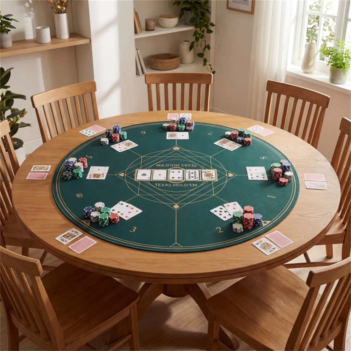 Round Poker Table Top 40 in, Foldable Card Mat with Carry Bag, Green – image 3