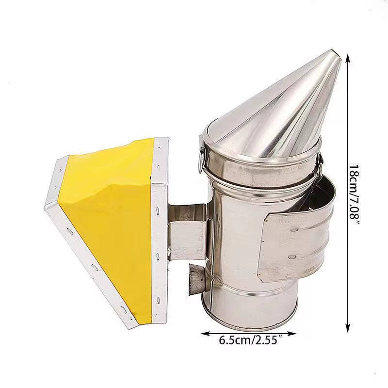 Stainless Steel Bee Hive Smoker with Heat Shield & Hook - Beekeeping Farm Tool