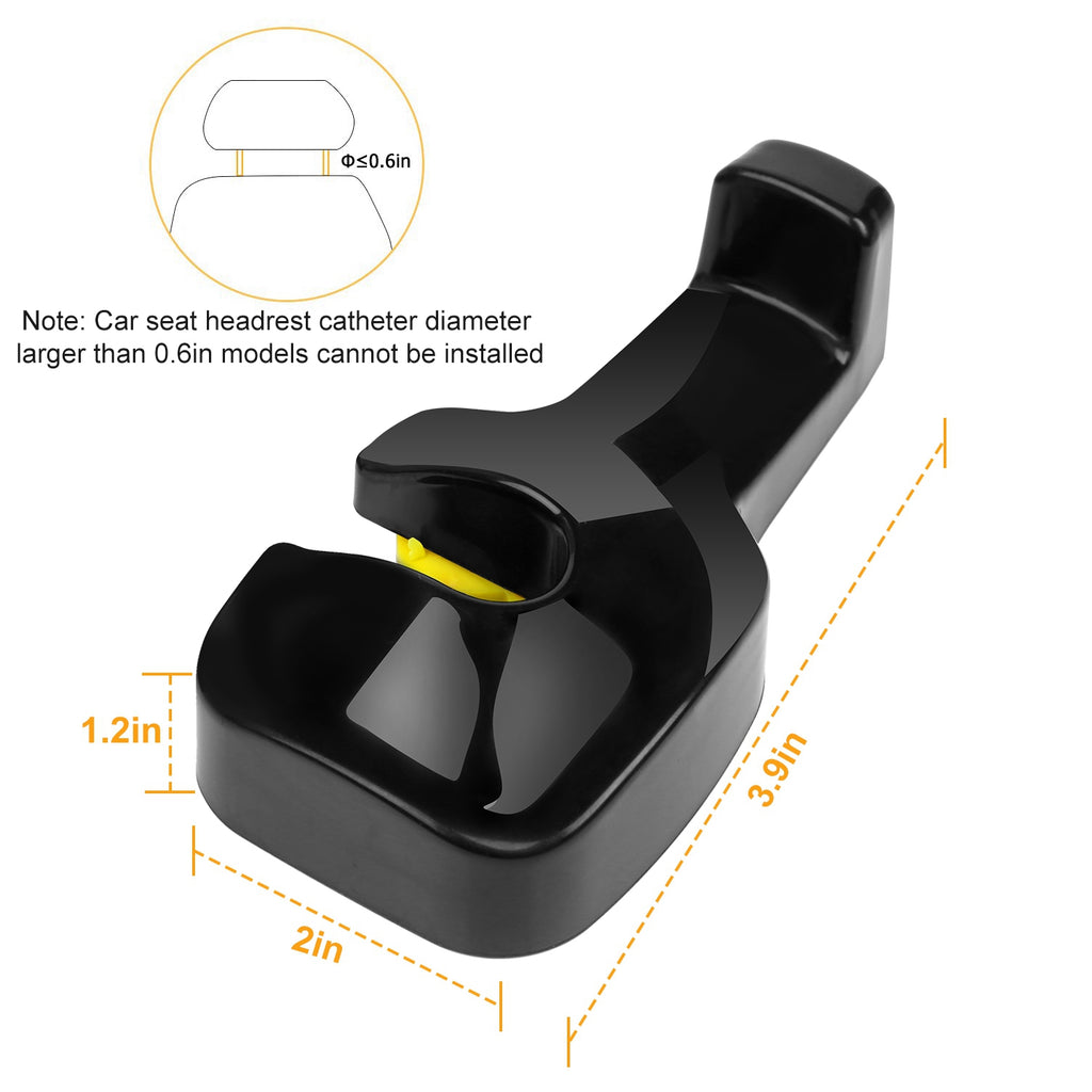 Car Headrest Hooks 2-Pack - 360 Rotating Purse & Grocery Hanger – image 3