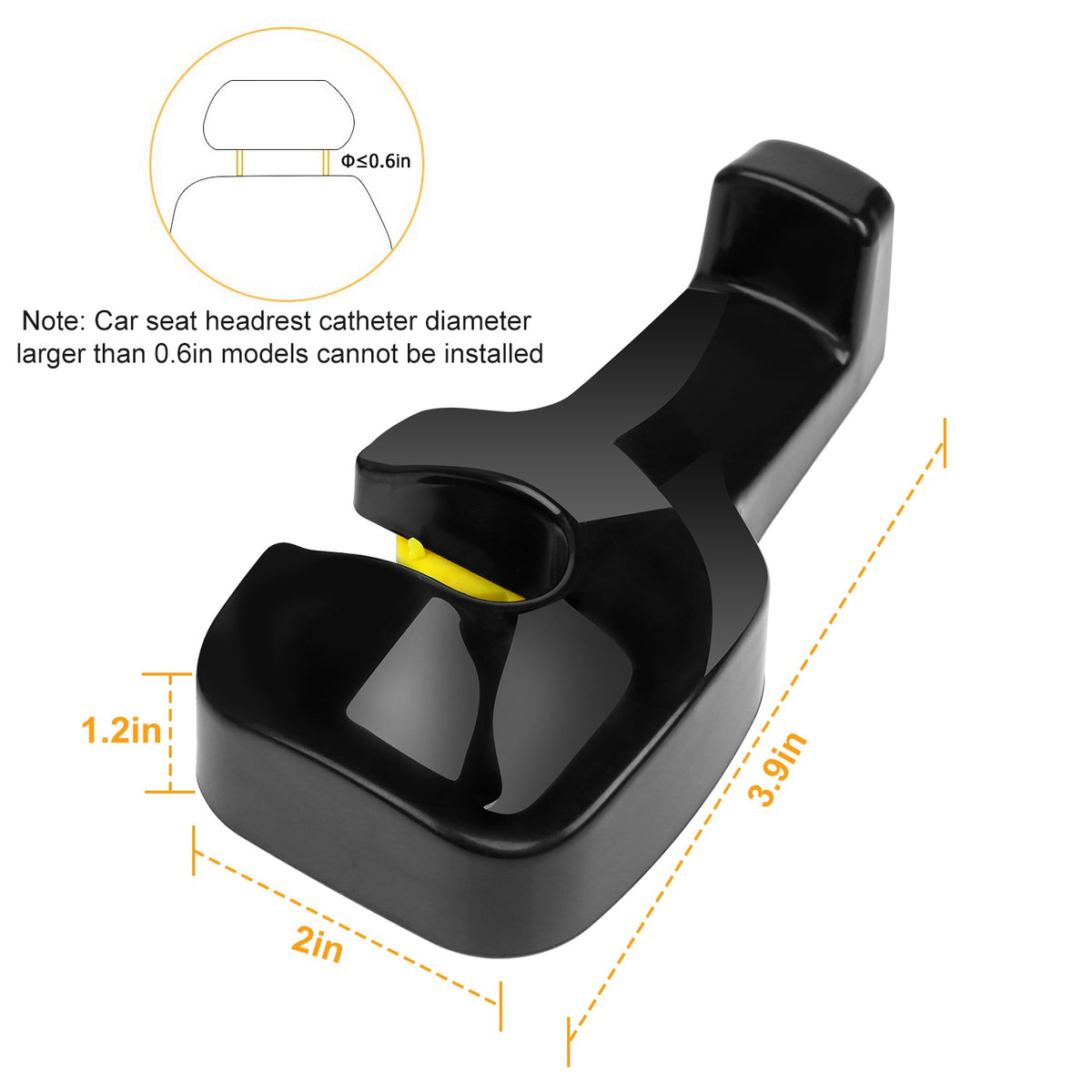 Car Headrest Hooks 2-Pack - 360 Rotating Purse & Grocery Hanger – image 3