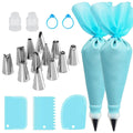 Cake Decorating Piping Bag Set - 12 Stainless Tips, Reusable Bags