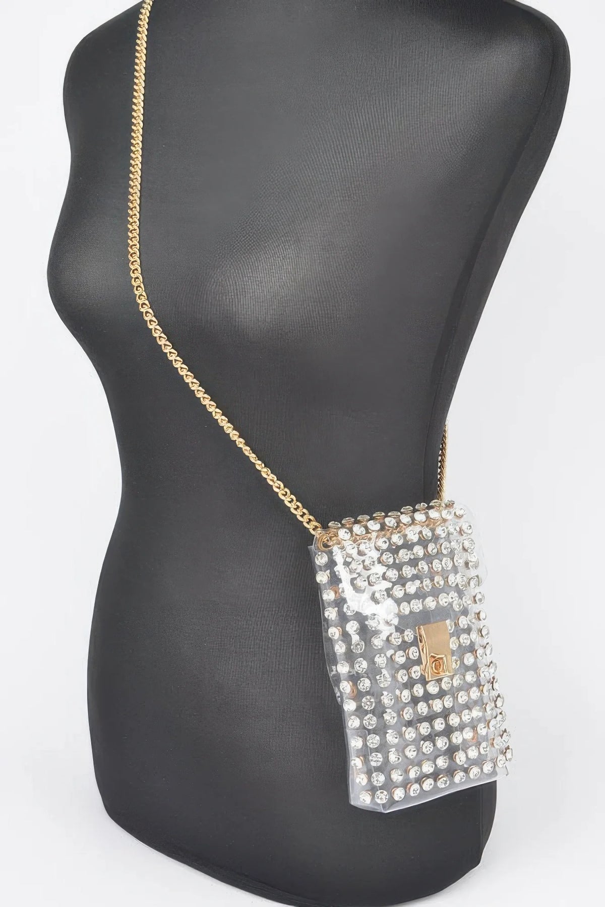 Clear Belt Bag with Rhinestones and Chain Strap, Multicolor – image 3
