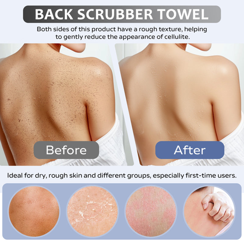 Exfoliating Back Scrubber Towel Bamboo Fiber with Handles – image 5