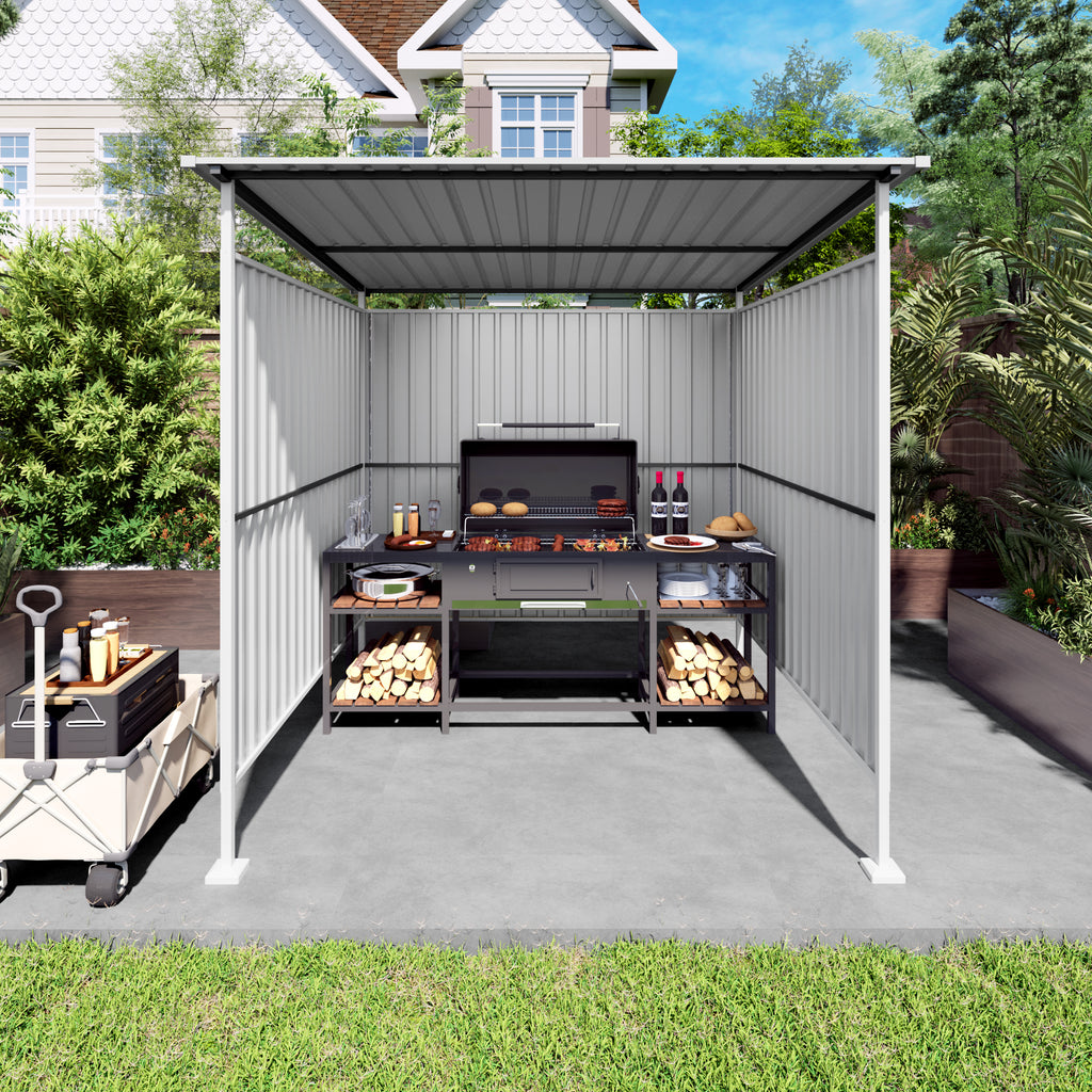 6 x 6 ft Lean-To Metal Hardtop Shelter for Bikes, Grills and Tools – image 3