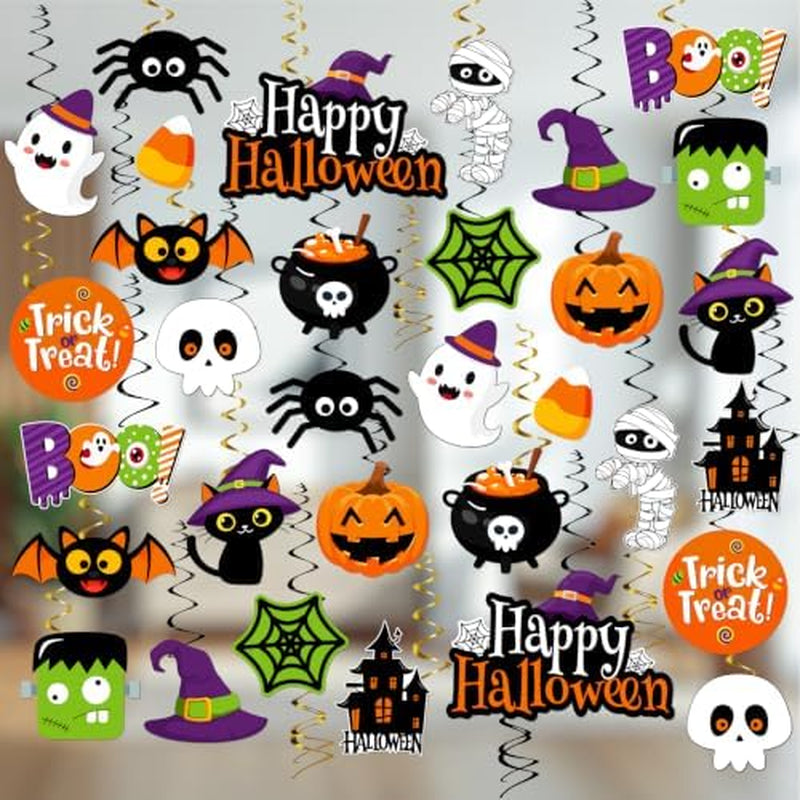 Halloween Hanging Swirls – 32 Pc Ghost and Pumpkin Ceiling Decorations