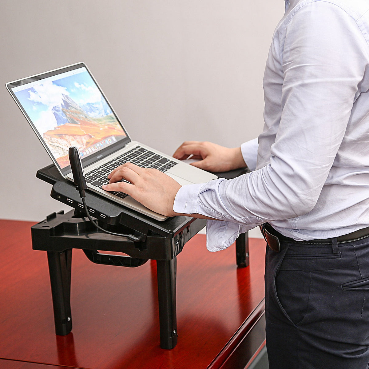 Foldable Laptop Bed Tray with Cooling Fan, LED Light and USB Ports – image 3