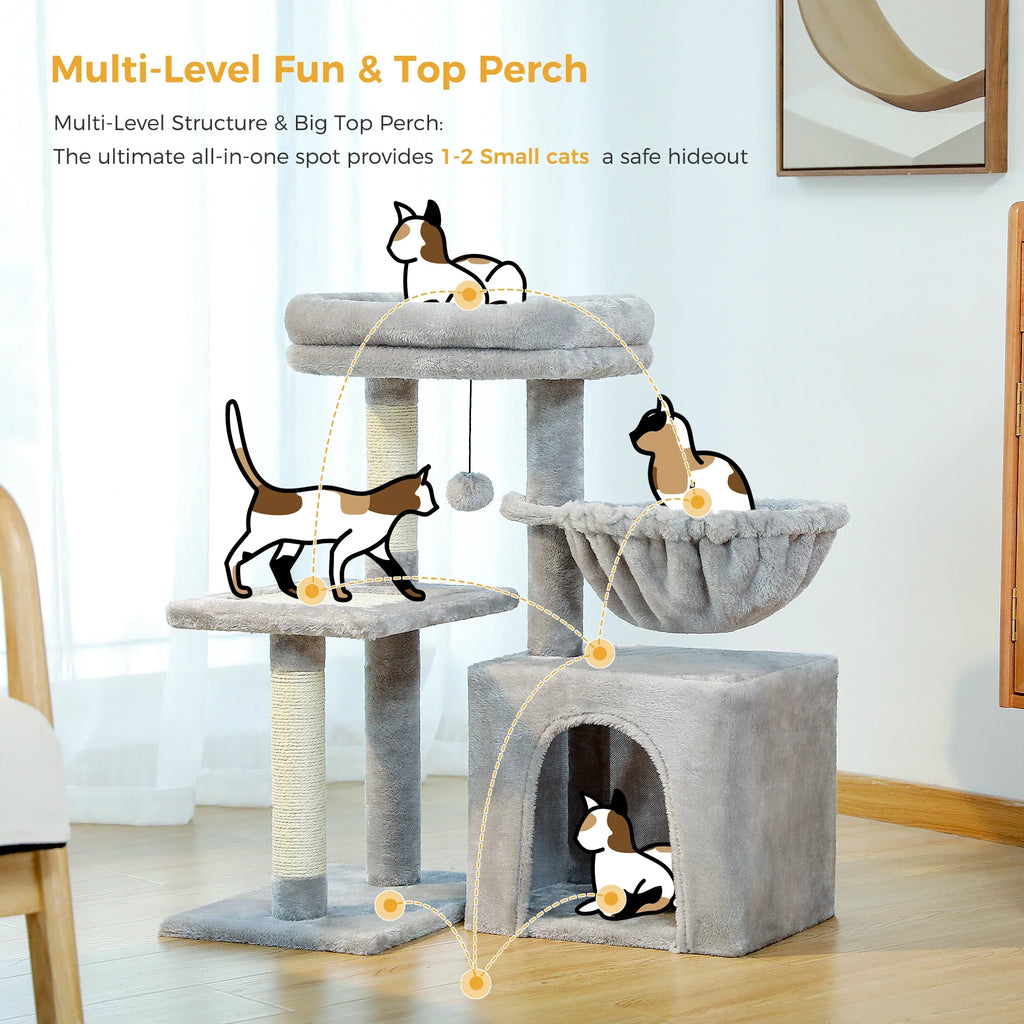 Cat Tree with Hammock & Removable Perch – Indoor Cat Tower – image 10