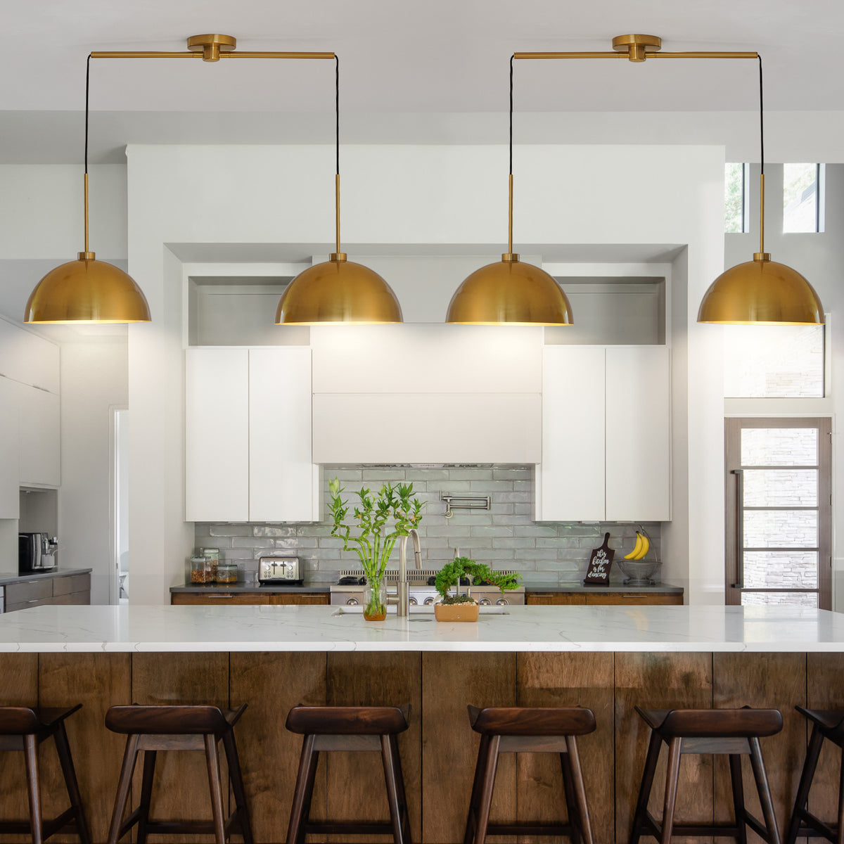 41 Inch Copper Double Pendant Light, Adjustable Kitchen Island Fixture