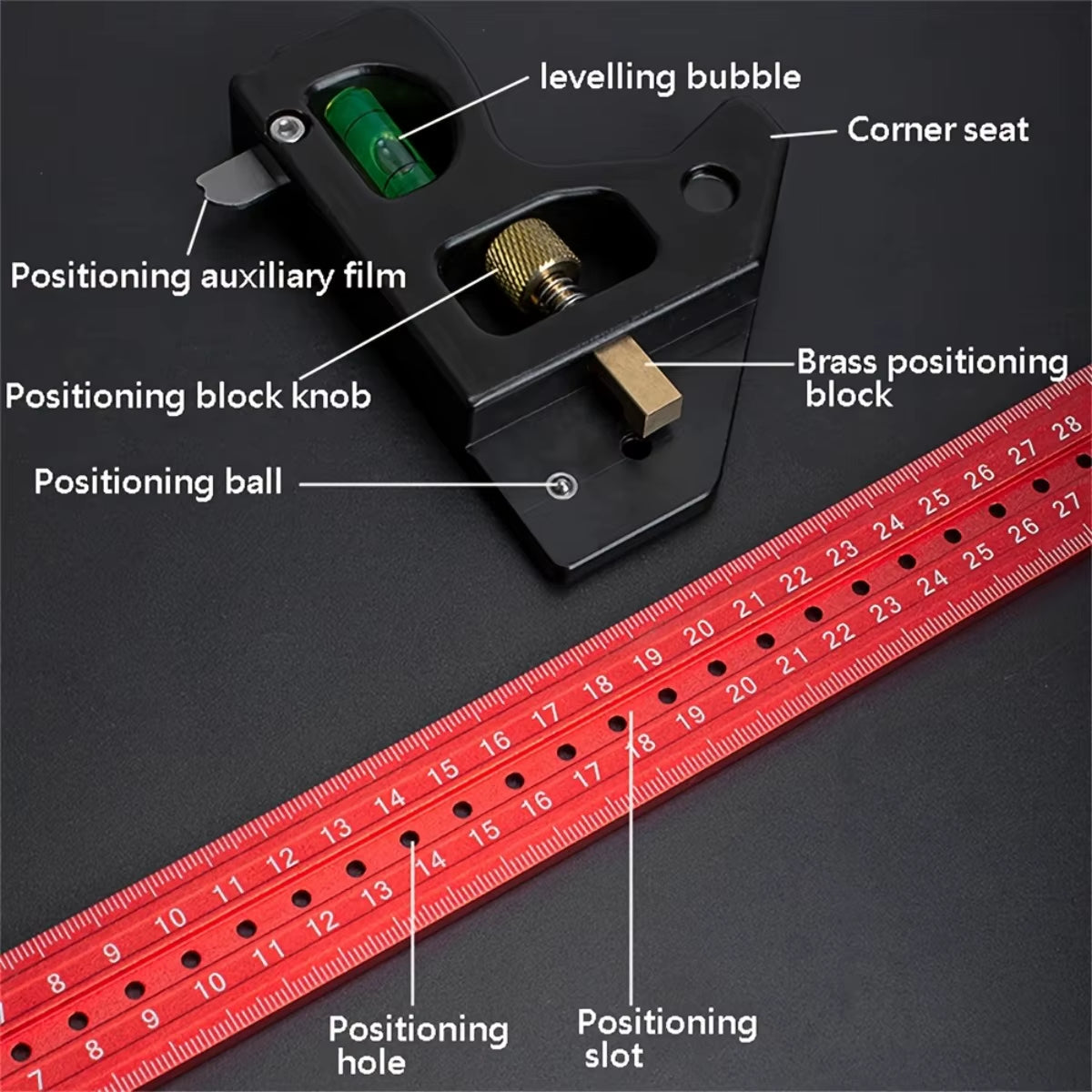 Aluminum Angle Ruler with Level – 300/400mm Carpentry Square – image 7