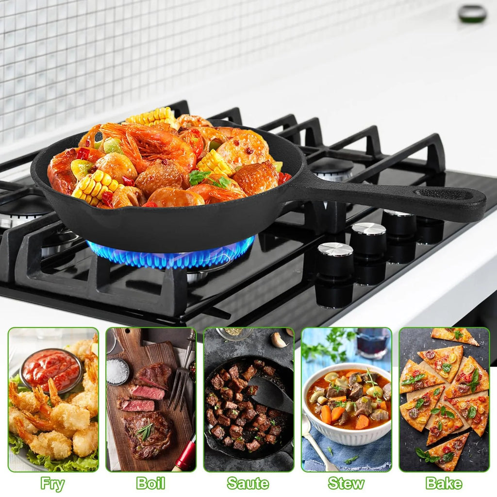 Cast Iron Skillet Set, 3-Piece Pre-Seasoned 6, 8 & 10 in Frying Pans – image 4
