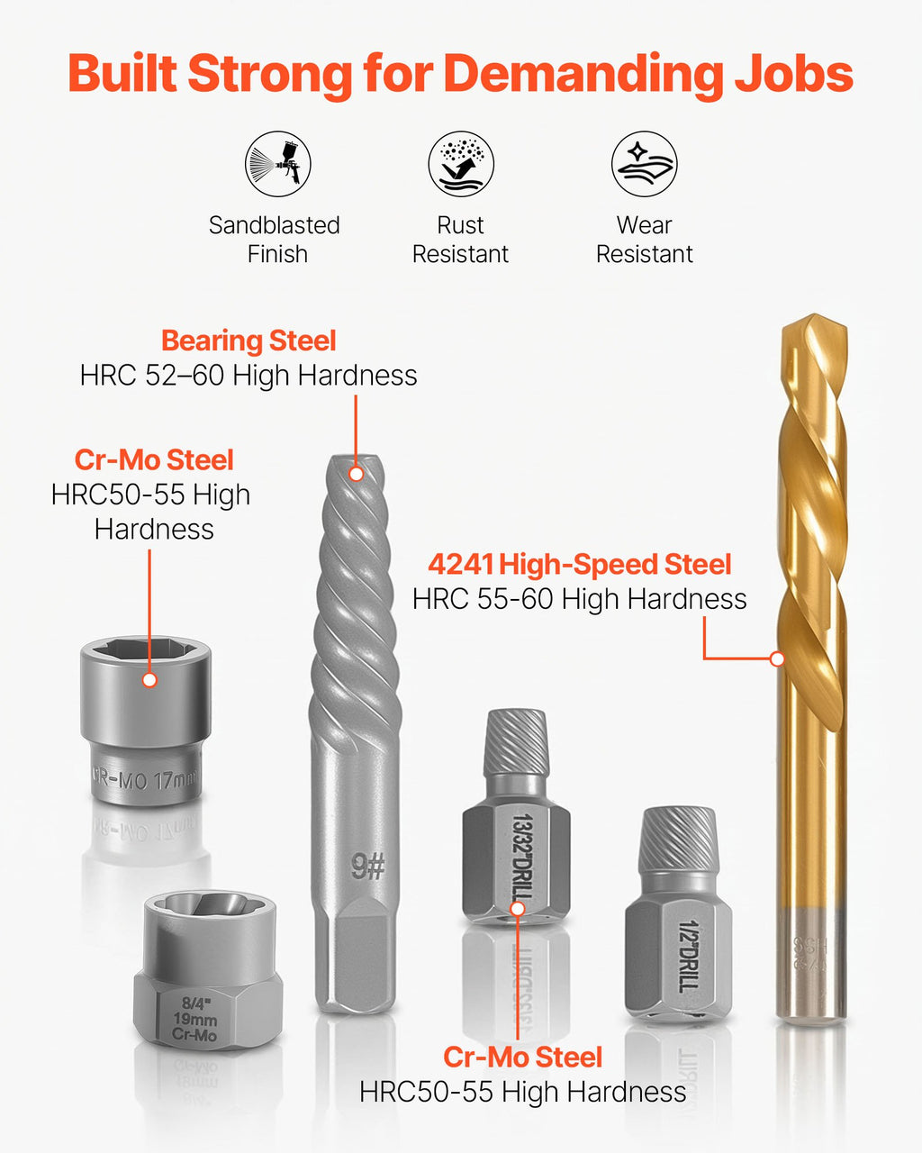 65-Piece Screw Extractor Set with Drill Bits and Nut Extractors – image 3