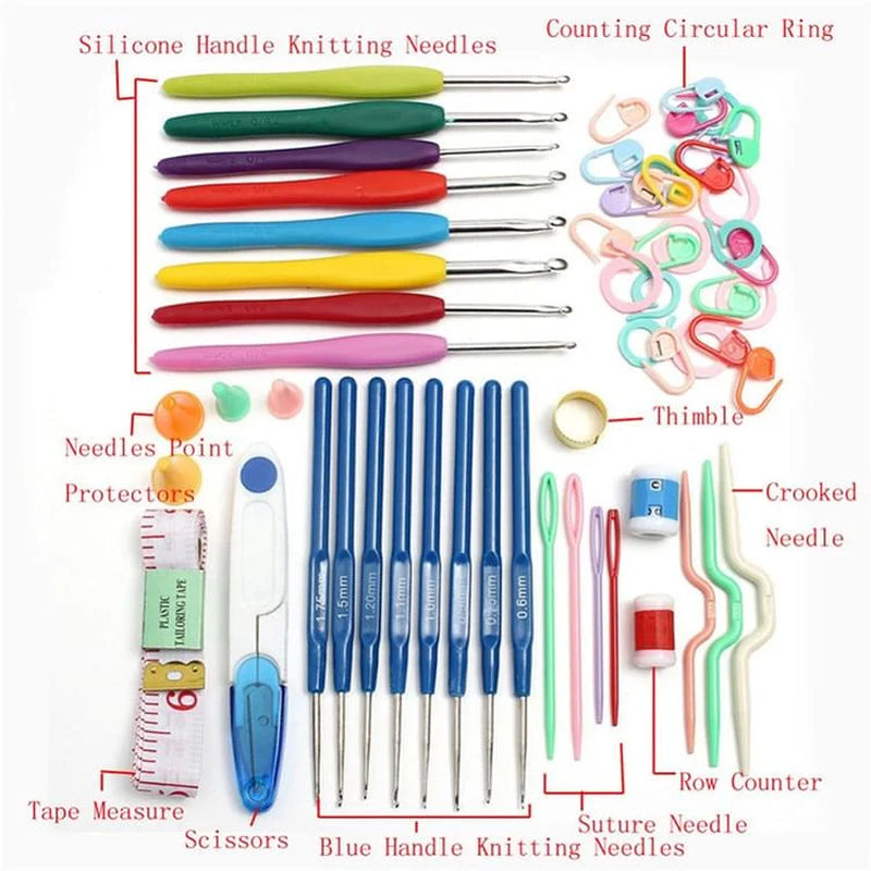 Crochet Hook Set with Storage Case, Aluminum Hooks and Accessories