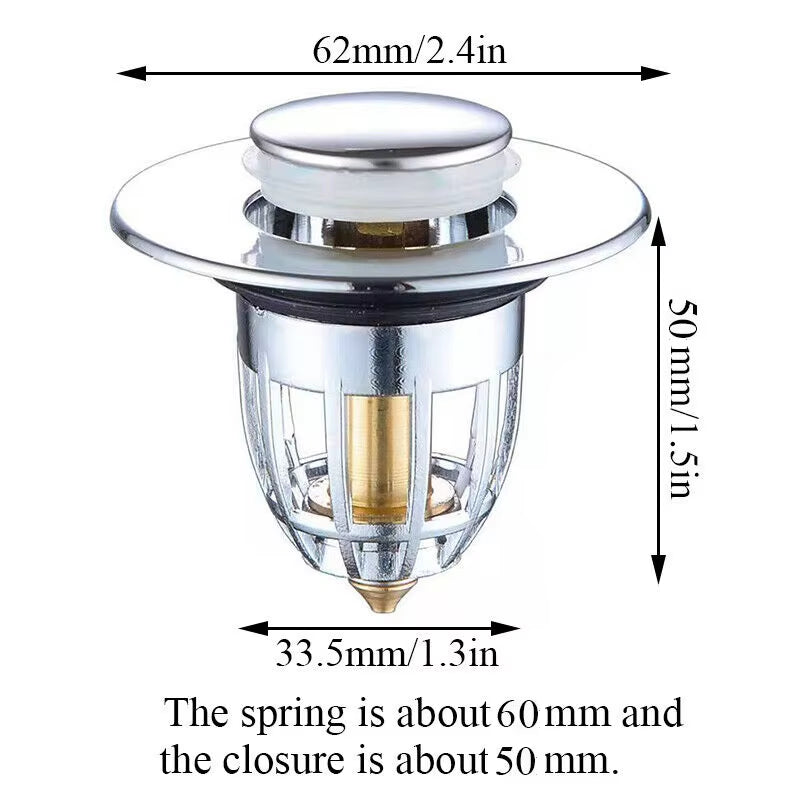 Pop-Up Sink Drain Stopper - Bathroom Basin Hair Catcher Strainer