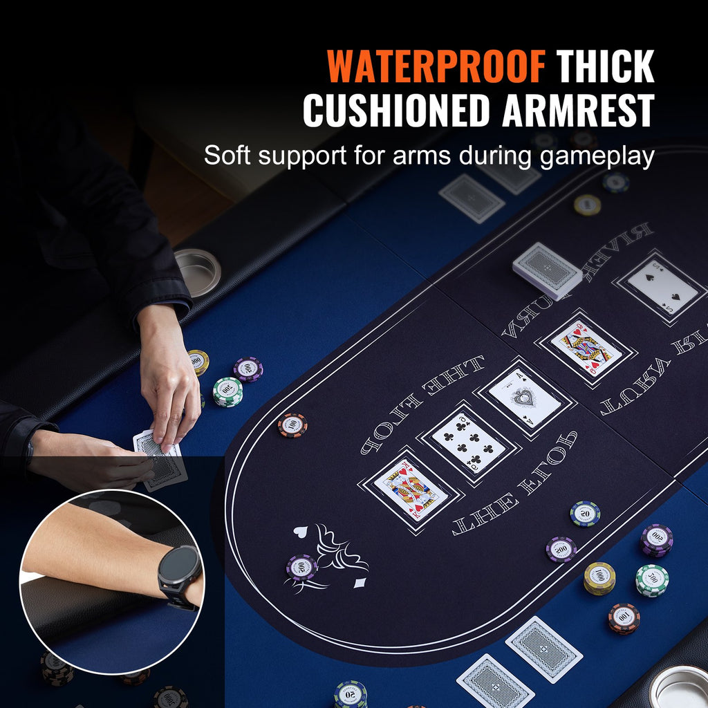 72 Inch Oval Folding Poker Table For 8 Players With Cup Holders – image 4