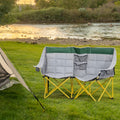 Loveseat Camping Chair, 2-Person Folding Chair with Cup Holders, Green – image 1