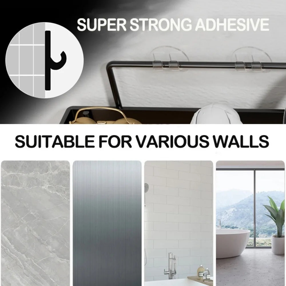 Adhesive Shower Caddy Shelves - 6 Pack Black Metal, No Drilling – image 14