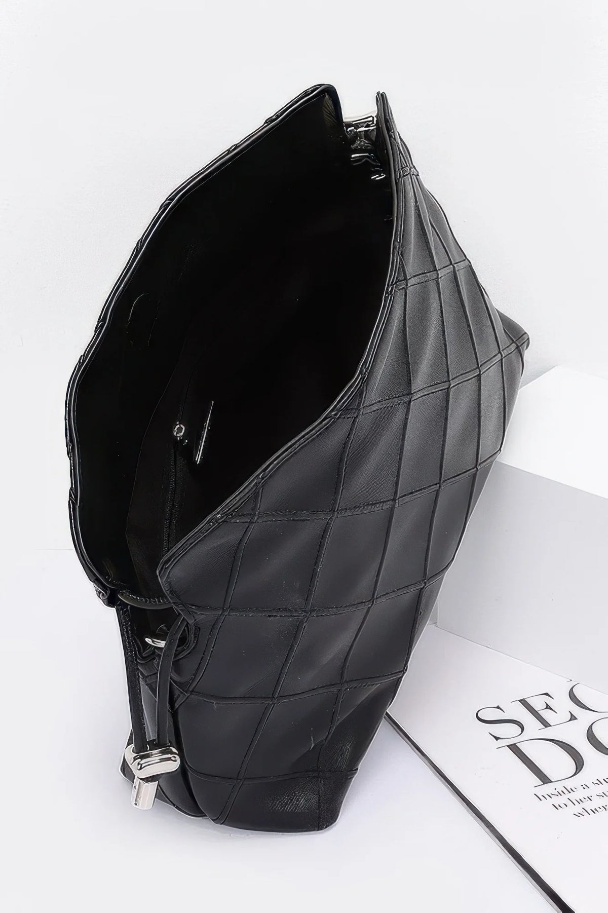 Quilted Faux Leather Bucket Crossbody Bag – image 3