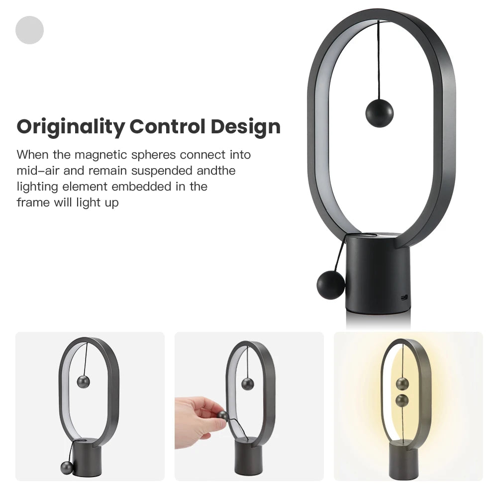 Magnetic Balance Table Lamp, USB LED Desk Light with Floating Ball Switch