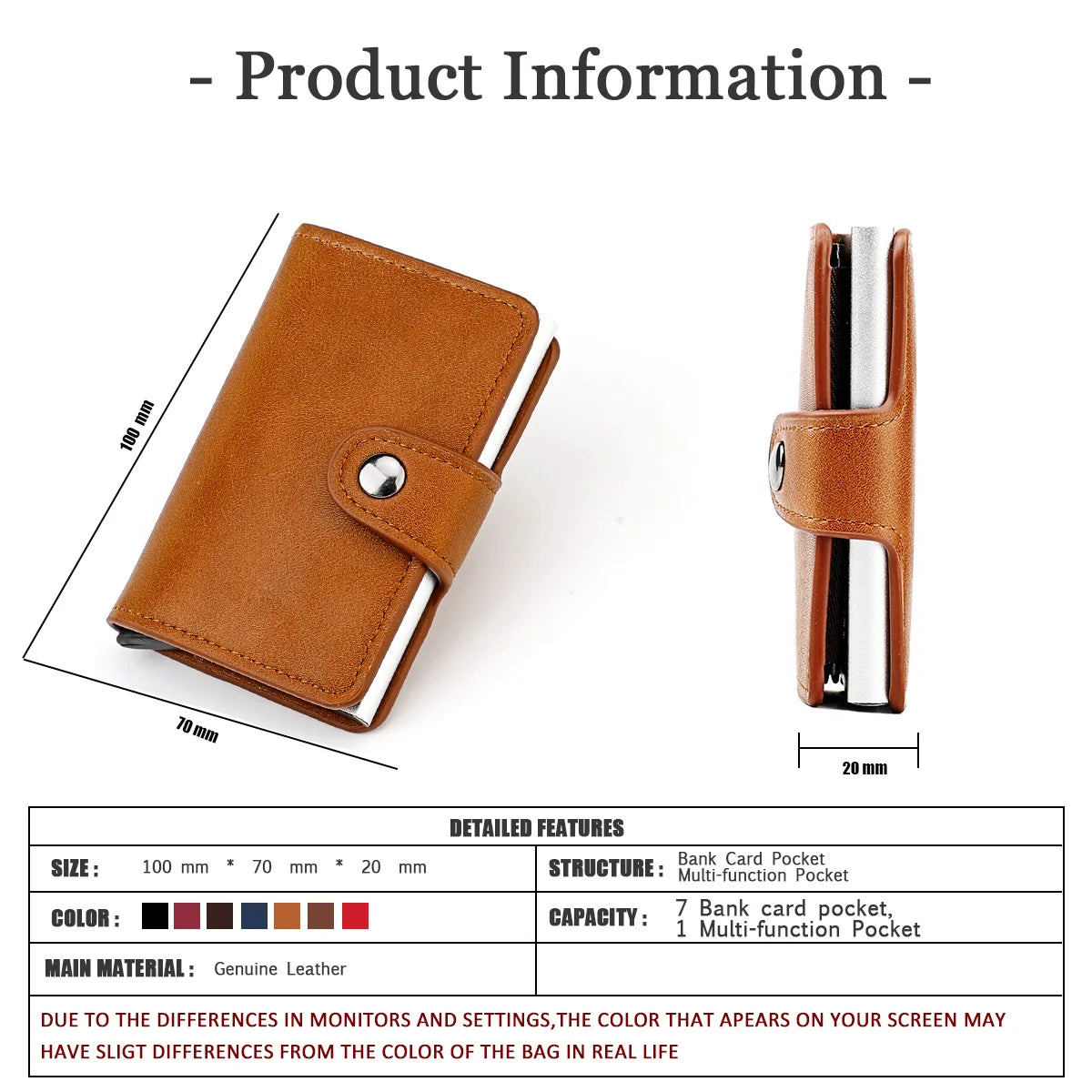 Men's Card Holder Wallet with Hasp Closure – Brown – image 7