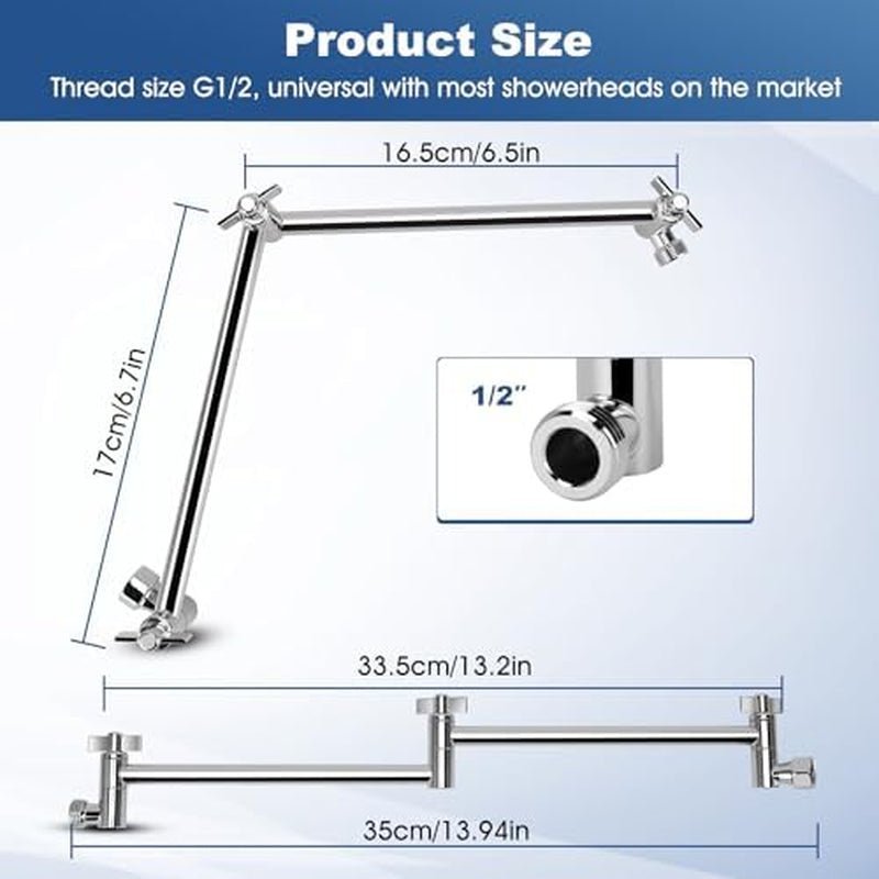 Shower Extension Arm - 18 inch Adjustable Height and Angle – image 2