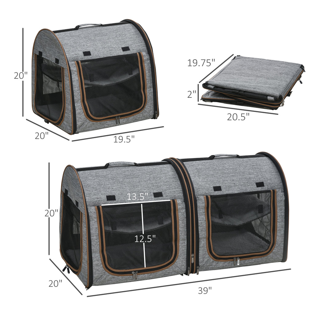 Double Cat Carrier, 39 in Soft-Sided Travel Crate with Divider – image 3