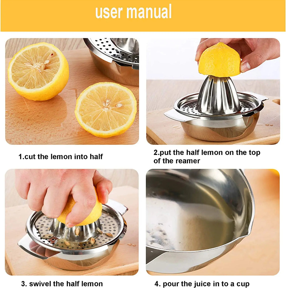 Lemon Squeezer – Stainless Steel Manual Citrus Press – image 5