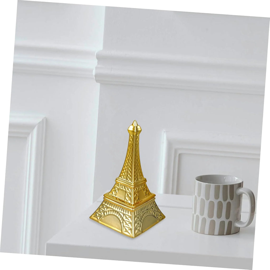 Pyramid Jewelry Box, Golden Ceramic Trinket Holder for Rings – image 5