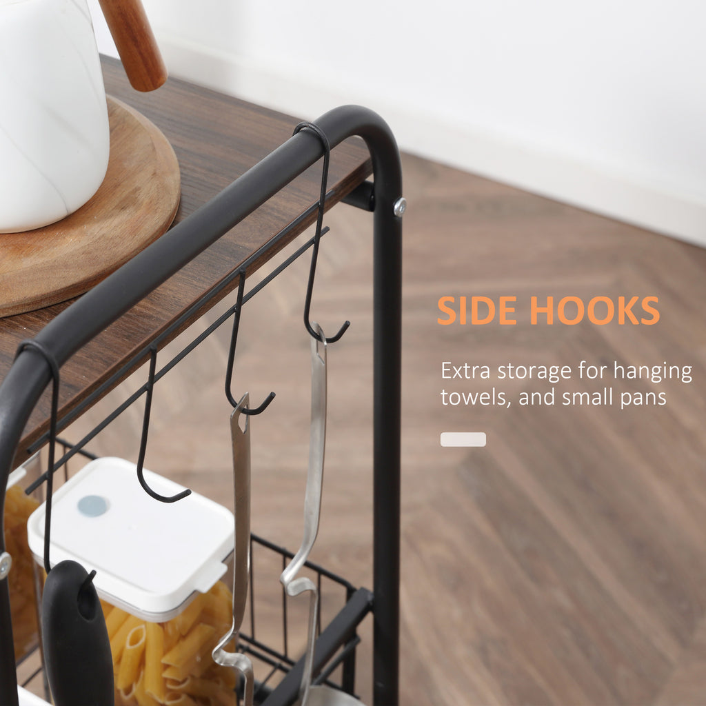 Rolling Kitchen Cart 3-Tier with Wire Baskets & Wheels – image 7