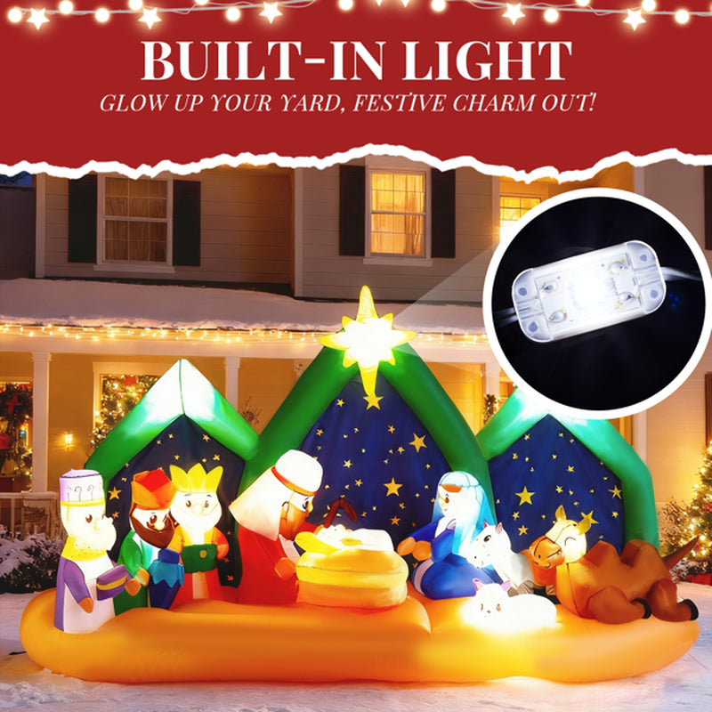 9 Ft Inflatable Nativity Scene With LED Lights for Yard Display – image 8