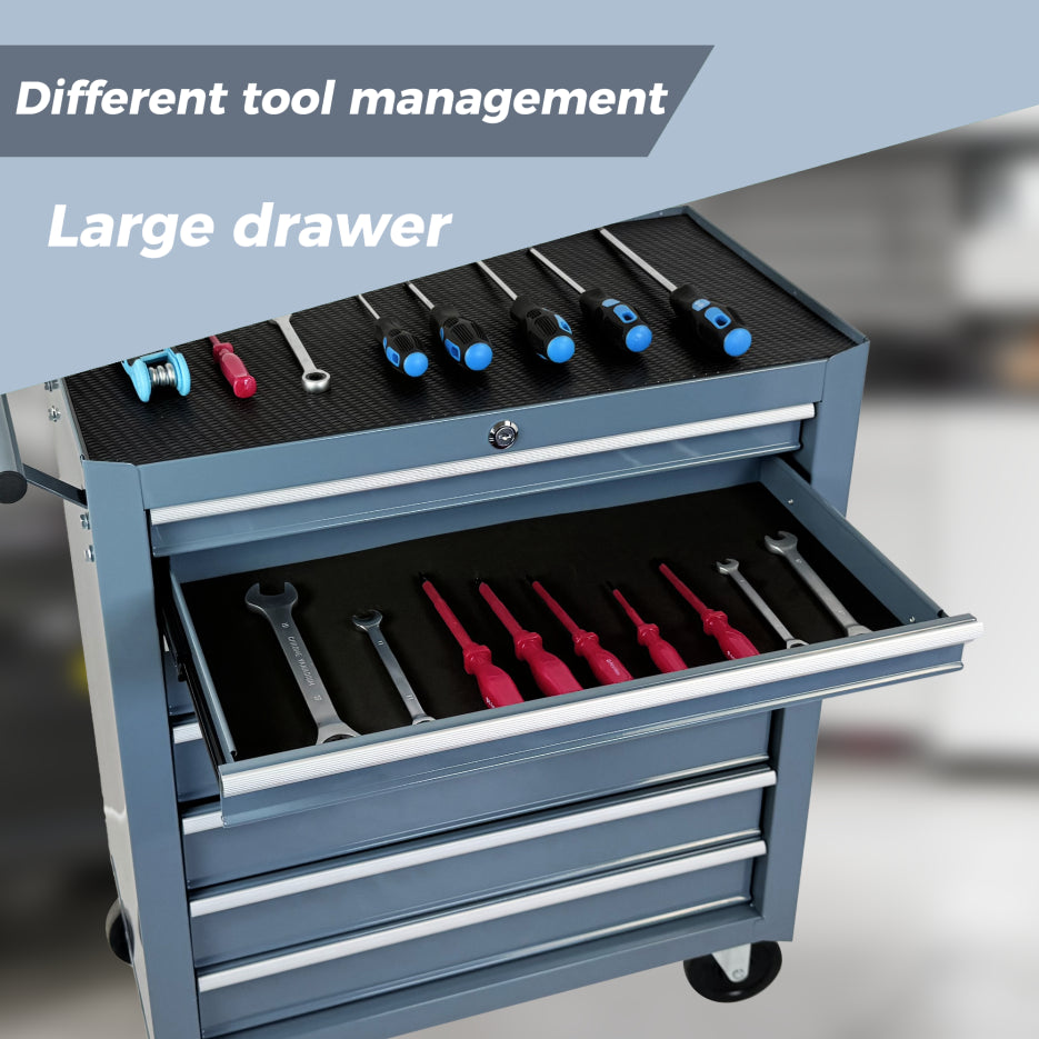 7 Drawer Rolling Tool Chest with Wheels Steel Mechanic Cabinet