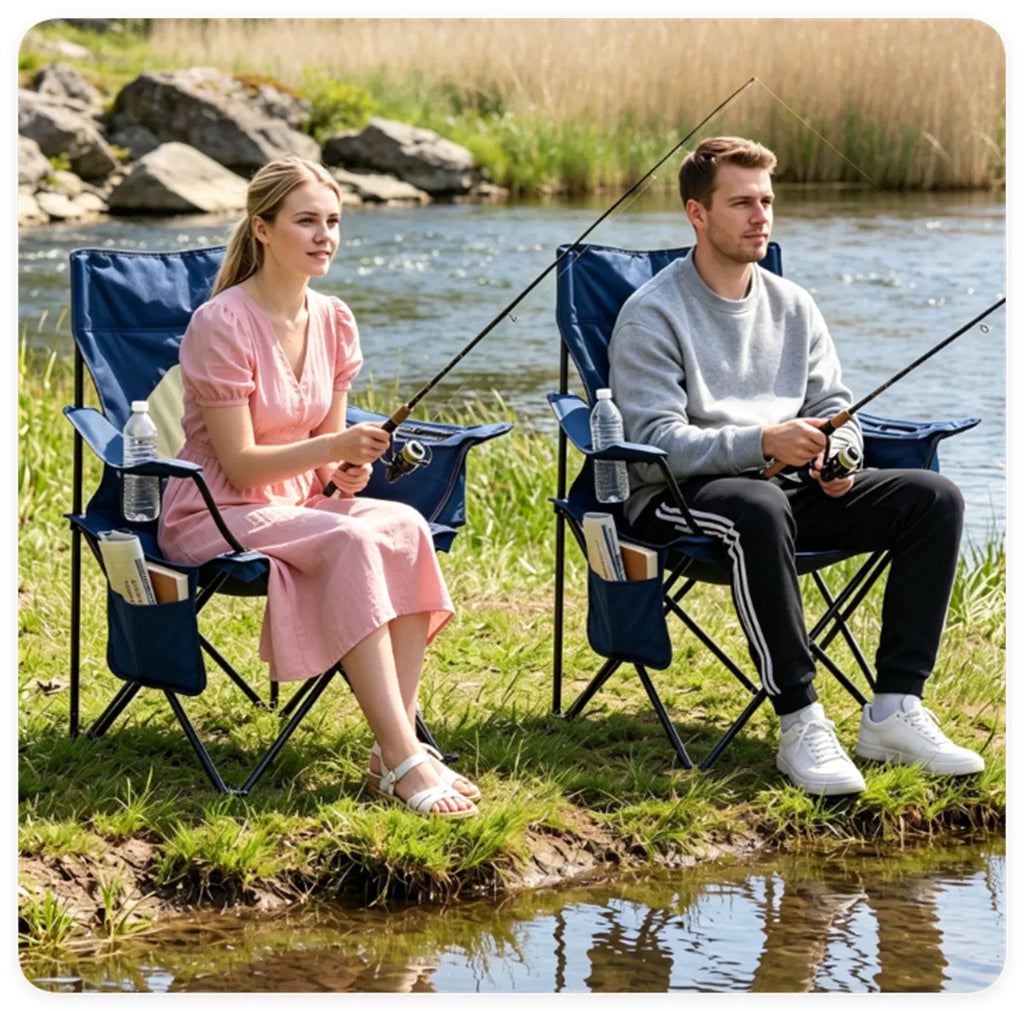 Folding Camping Chair - Heavy-Duty with Cooler Bag and Cup Holder – image 3