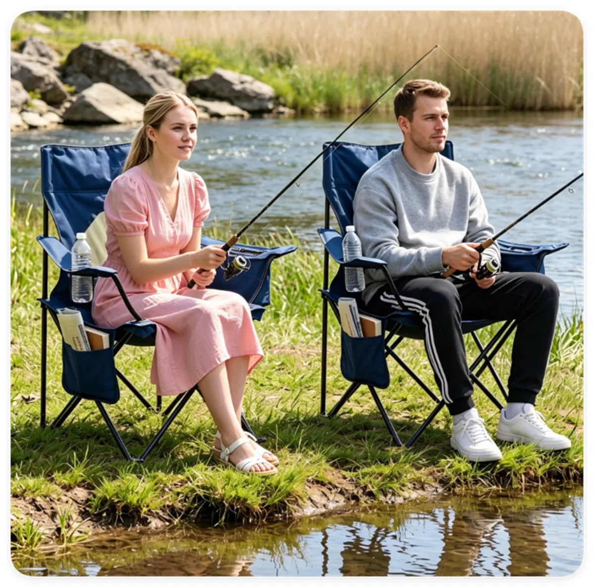 Folding Camping Chair - Heavy-Duty with Cooler Bag and Cup Holder – image 3