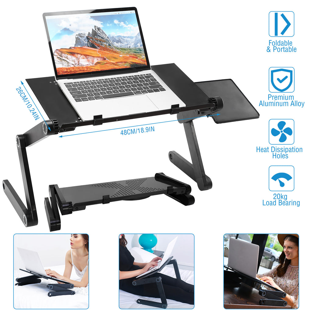 Foldable Laptop Table with Mouse Board, Aluminum – image 2