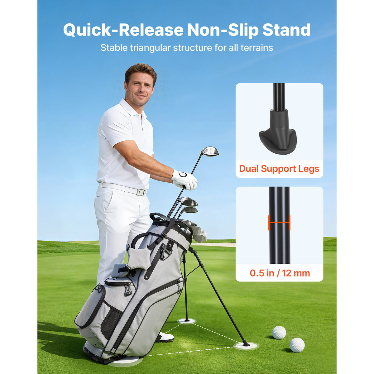2-in-1 Golf Cart Bag With 14-Way Divider, Stand Legs and Rain Hood – image 4