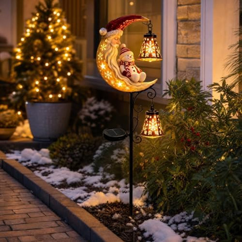 Solar Christmas Stake Light 34 in - Snowman Moon & Lantern Yard Decor – image 4