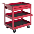 Tool Cart with 3 Tray 1 Drawer Storage Chest Garage Utility Red