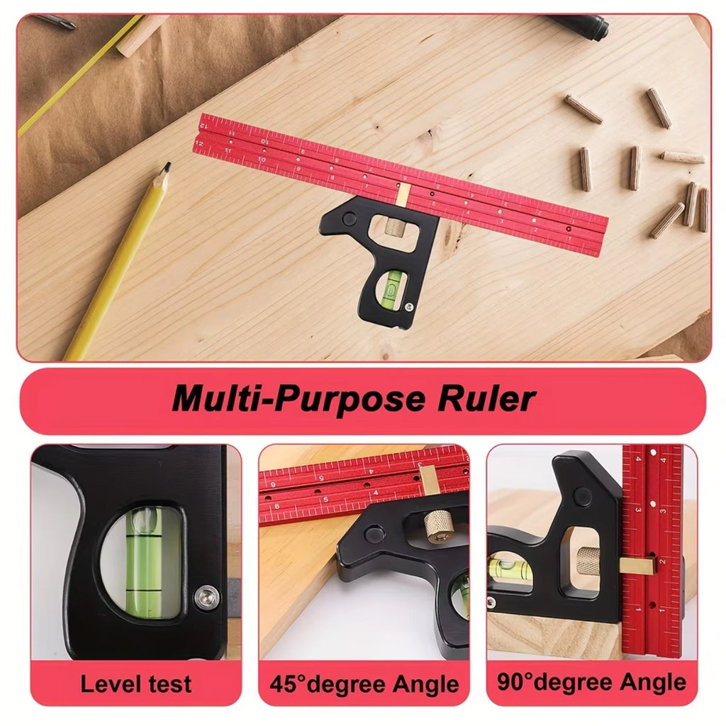Aluminum Angle Ruler with Level – 300/400mm Carpentry Square – image 2