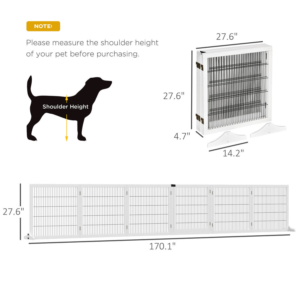 6 Panel Freestanding Wooden Pet Gate with Support Feet – image 3