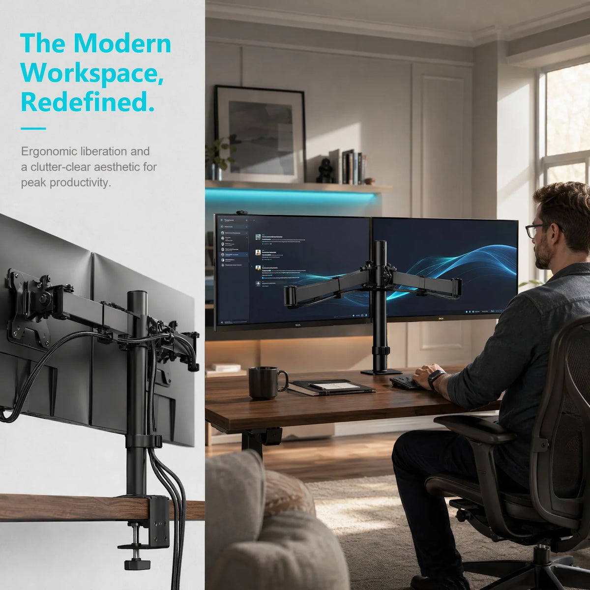 Dual Monitor Stand – Adjustable Desk Mount for 13–32 in Screens – image 6