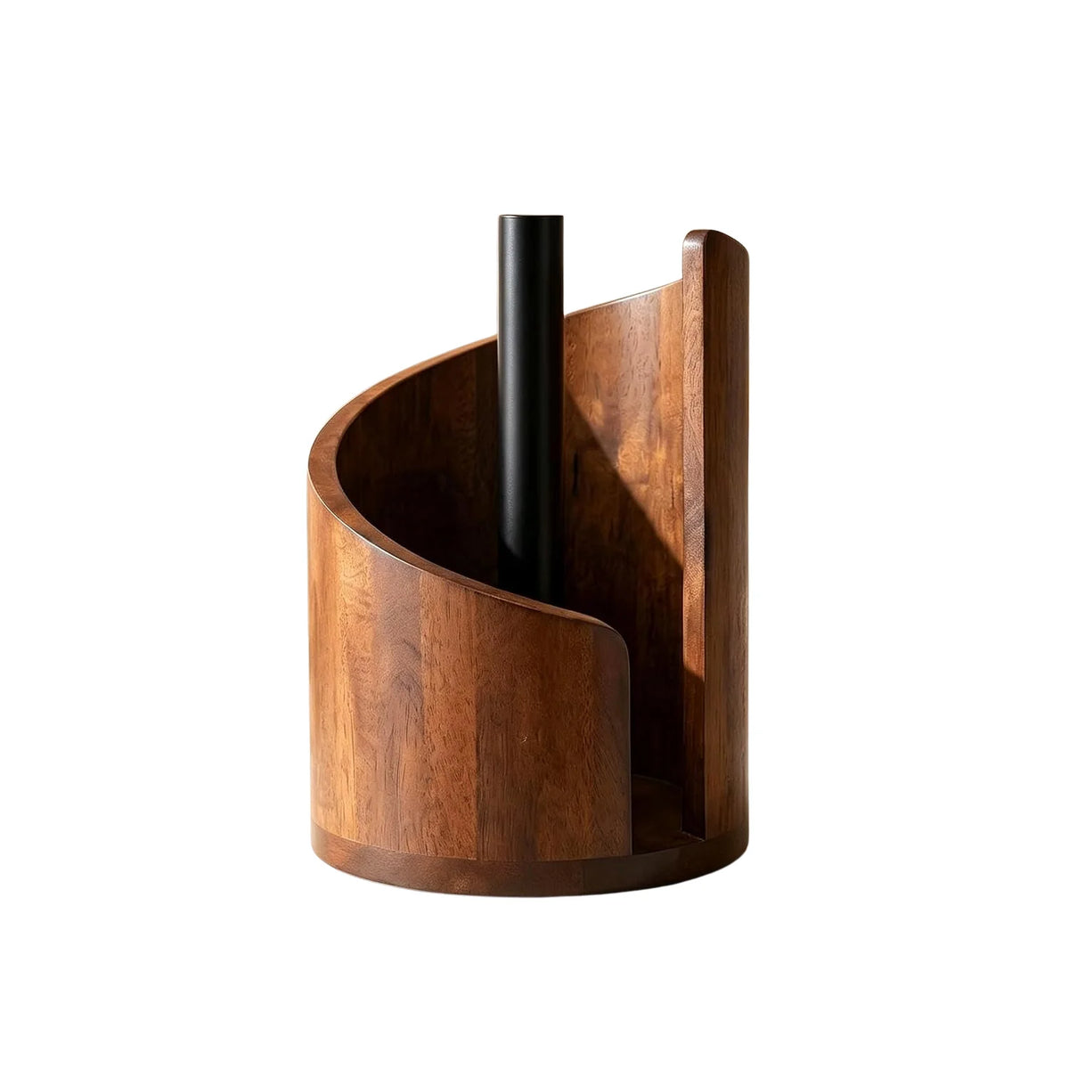 Paper Towel Holder Fluted Wood Countertop Stand for Jumbo Rolls