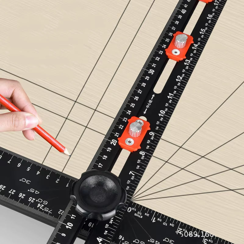 2-In-1 Cabinet Hardware Drilling Jig and T-Square Positioning Ruler