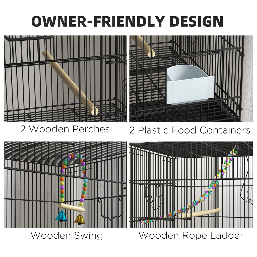 Double Stackable Bird Cage with Rolling Stand for Canaries, Black – image 6