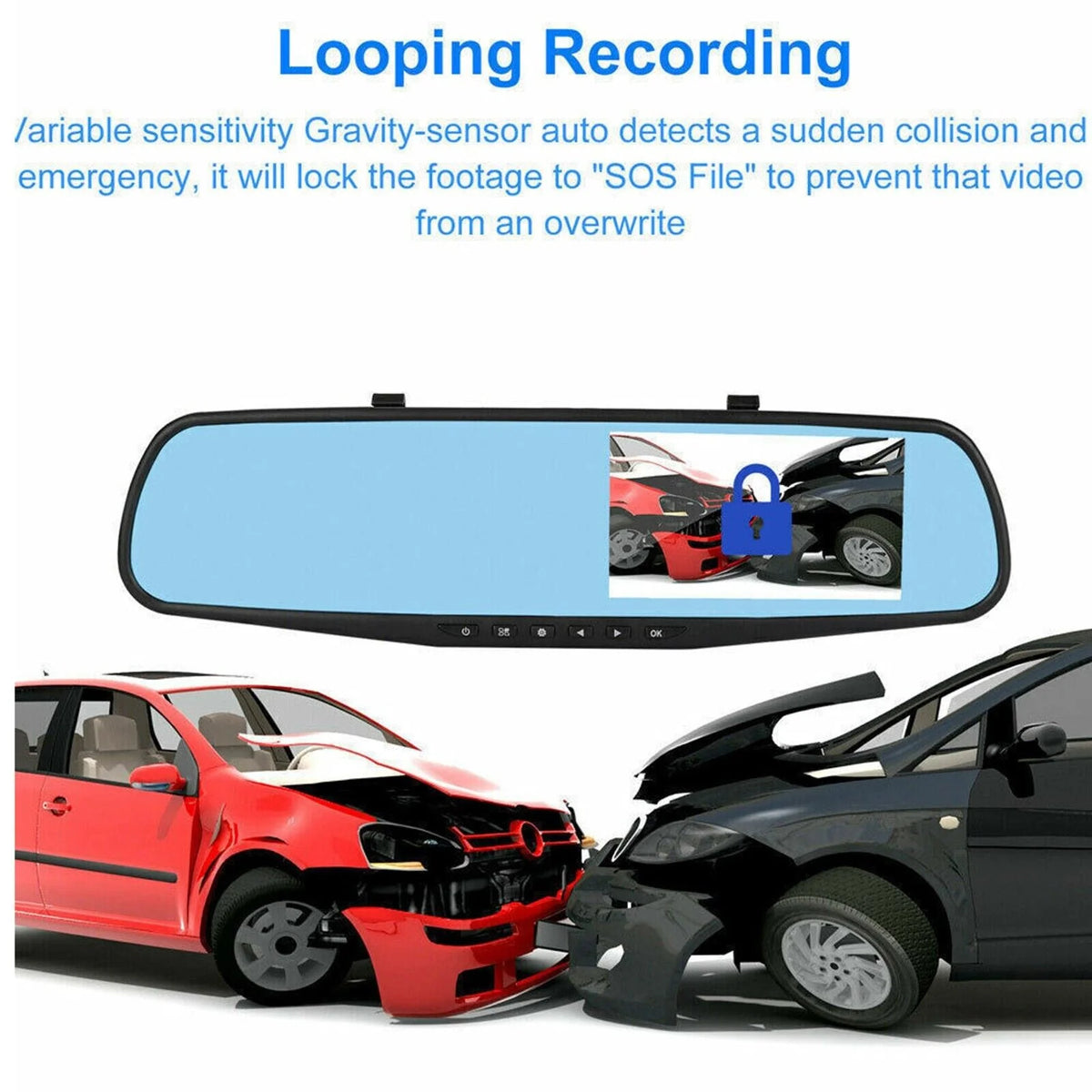 Rearview Mirror Car Dash Cam 1080P, Front and Rear