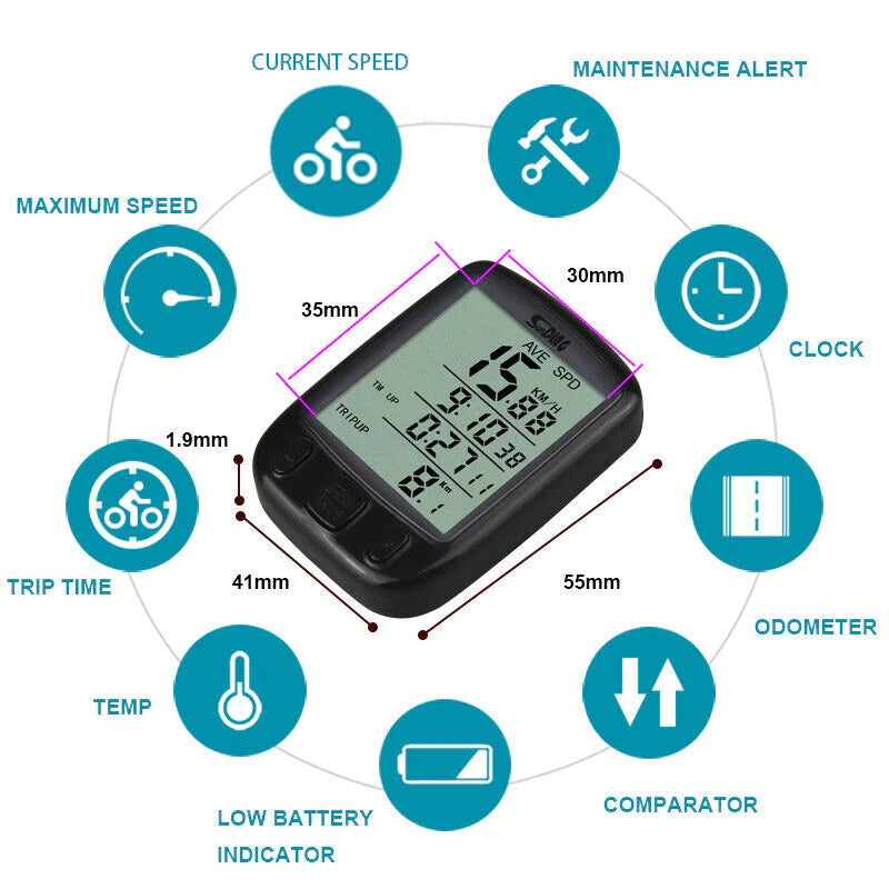 Bike Speedometer, Waterproof LCD Cycling Computer, Wired or Wireless – image 11