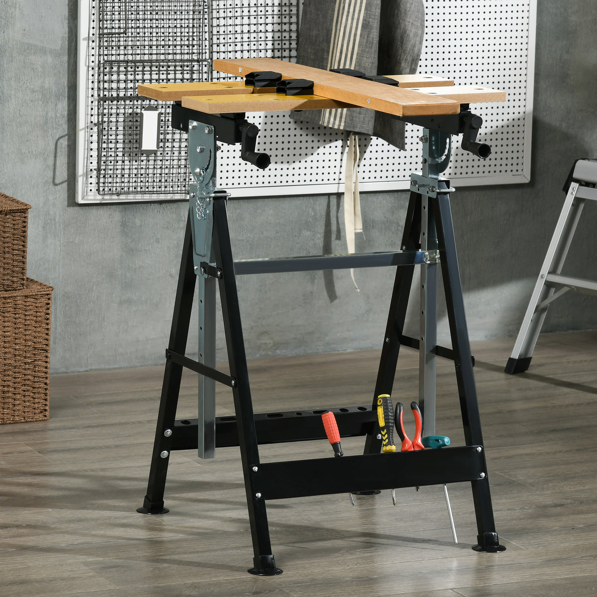 Work Bench Tool Stand Adjustable Height with 4 Clamps – image 2