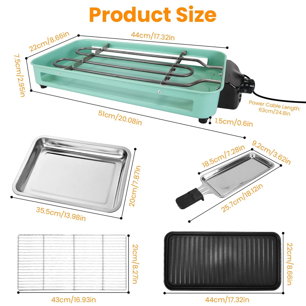 2-in-1 Electric Grill and Crepe Maker, 2000W with 3 Raclette Trays – image 9