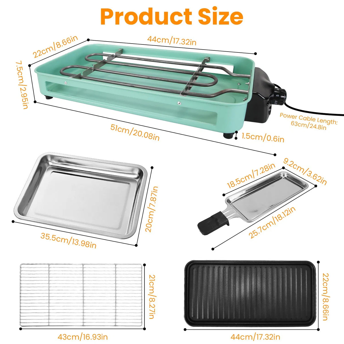 2-in-1 Electric Grill and Crepe Maker, 2000W with 3 Raclette Trays – image 9