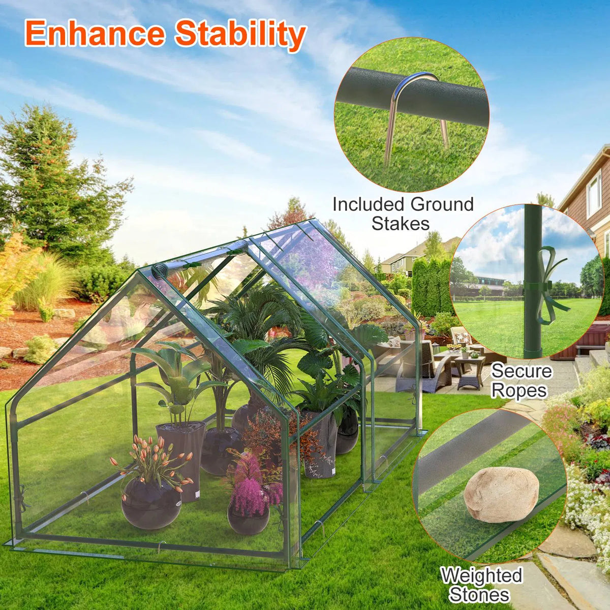 Portable Mini Greenhouse with Zipper Doors, 70.9 x 33.5 x 37.4 in – image 7